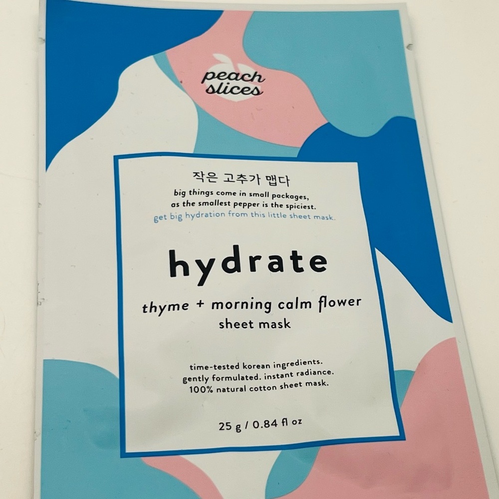 NWT Peach Slices Aqua Glow Mask Korean Beauty Hydrate Sheet Mask